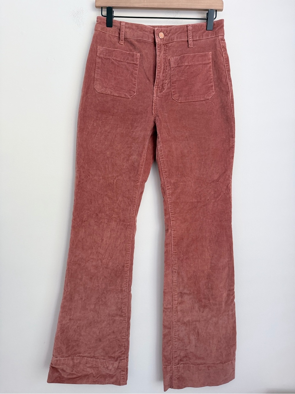 Anthropologie Avec Les Filles burnt orange wide bell bottom corduroy pants size